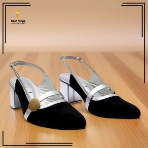 Stylish Women’s Black & Silver Block Heels