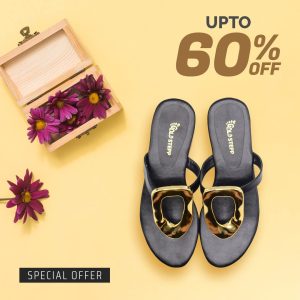 Black & Gold Toe Ring Sandal