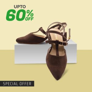 Brown Pointed Toe Ankle Strap Flats for Women