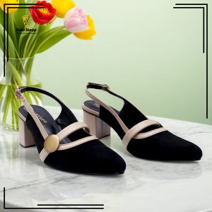 Womens TwoTone Block Heels with Slingback Strap